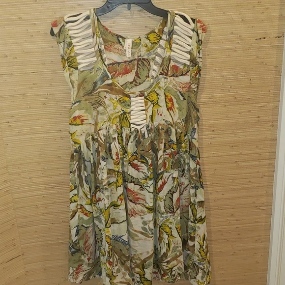 RAGA sleeveless, tropical, mini-dress, rope detail on back & shoulder, size L - Picture 8 of 8